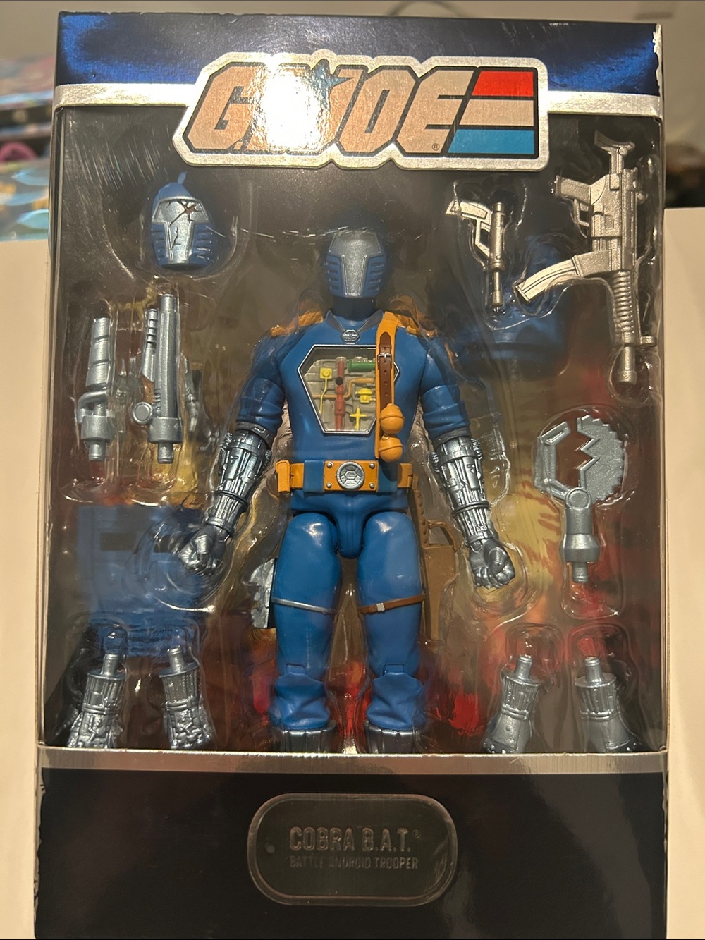 Hasbro G.I. Joe Cobra B.A.T. Action Figure – Blue with Silver & Orange Accents